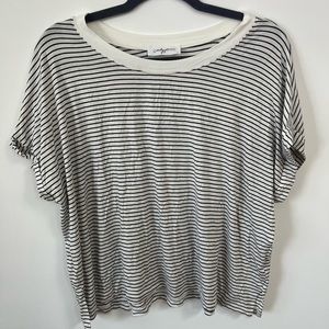 Carly Jean Los Angeles Black and White Striped Short Sleeve Tee